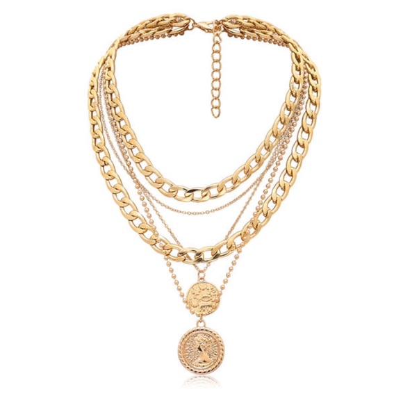 Layered Chains Adjustable Necklace New - Picture 4 of 4